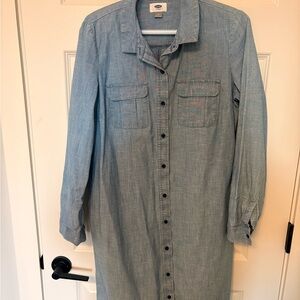 Old Navy Light Blue Casual Button Down Shirt Dress